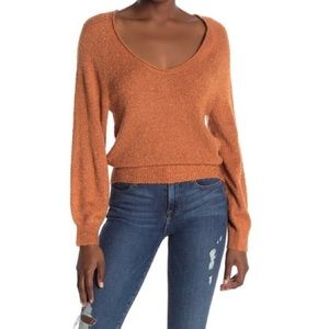 Abound Sweater Brown Amber Orange V-Neck Sweater